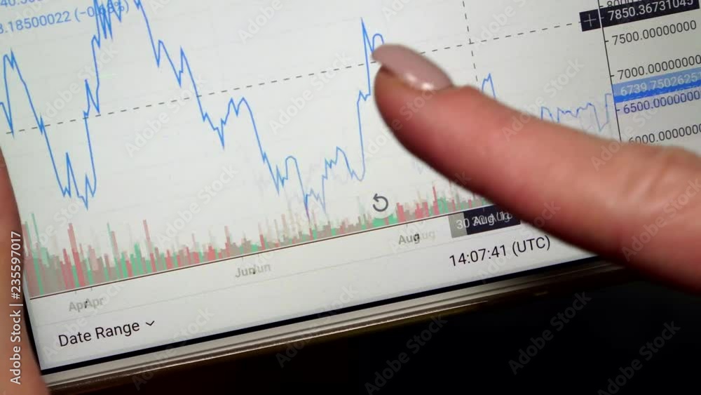 Business woman holding smartphone with stock or currency trading schedule. Business woman holding smartphone with stock or currency trading schedule.
