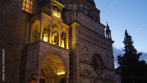 Bergamo  Italy. The old town. The entrance of the Basilica of Santa Maria Maggiore and the Colleoni Chapel