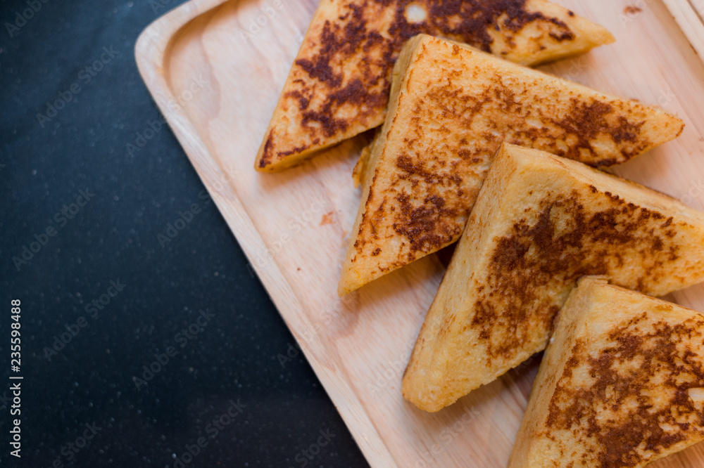 homemade french toast in mini cafe homemade french toast in mini cafe