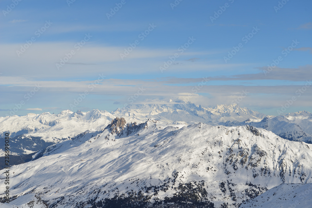 panoramic view  of winter mountains