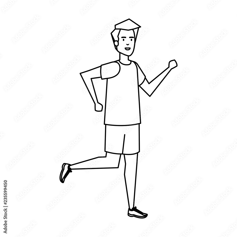 athletic man running character athletic man running character