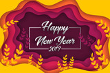 Happy new year 2019 colorful paper cut greeting card background design. Vector illustration