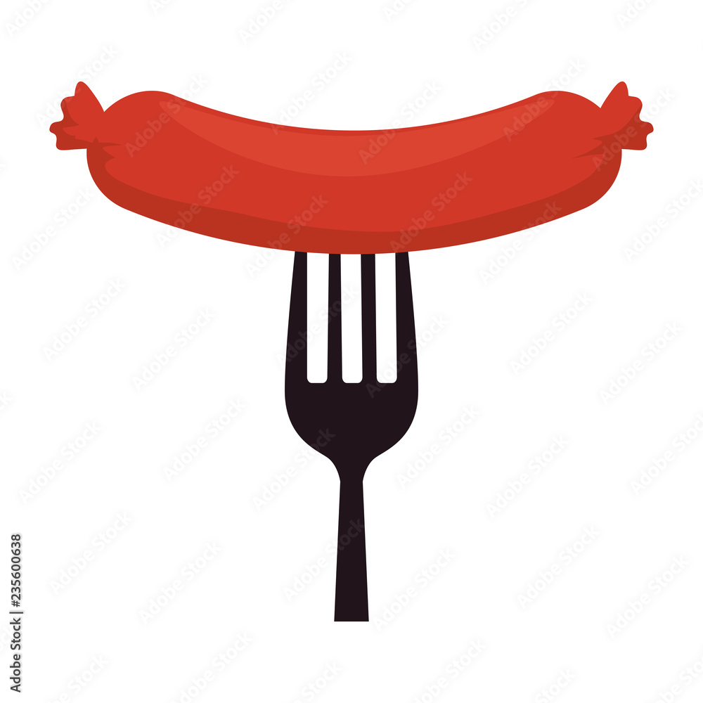 fork with delicious sausage bbq fork with delicious sausage bbq