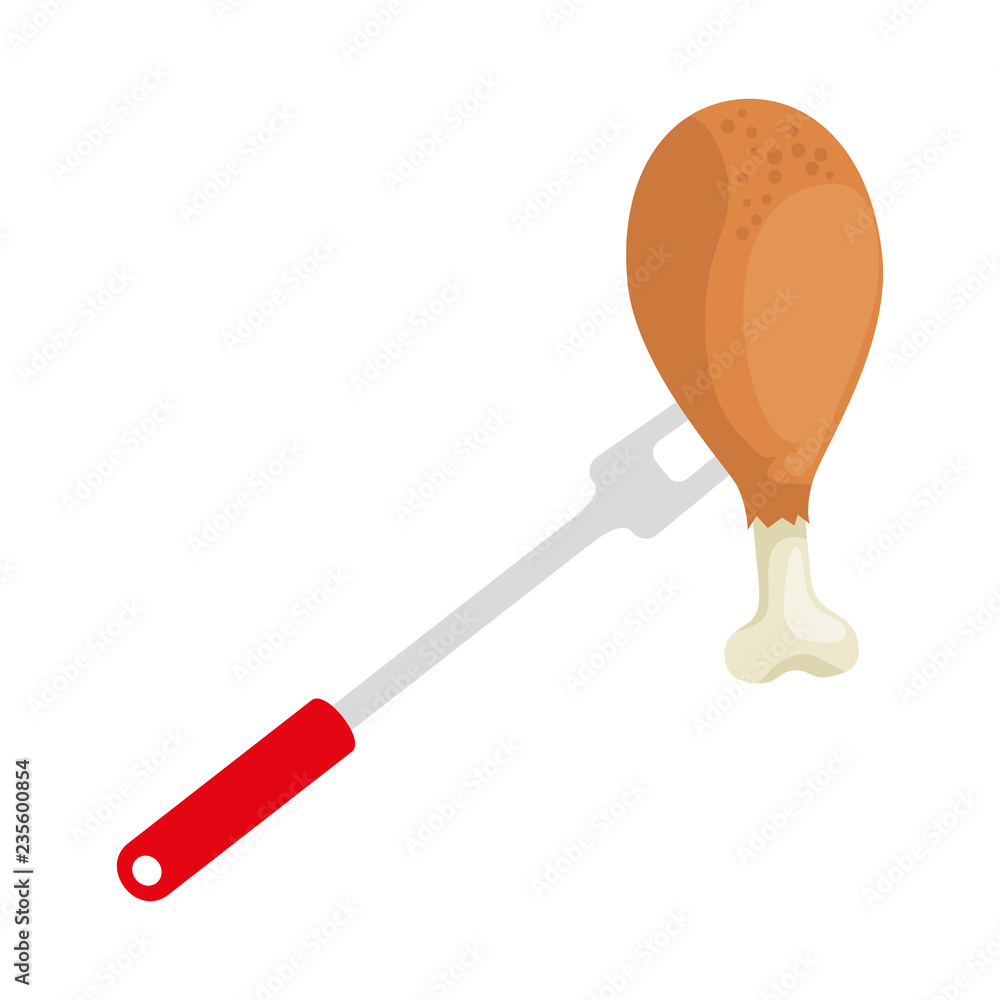fork with chicken thigh fried fork with chicken thigh fried
