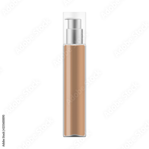 Glass bottle of makeup foundation, vector mock-up