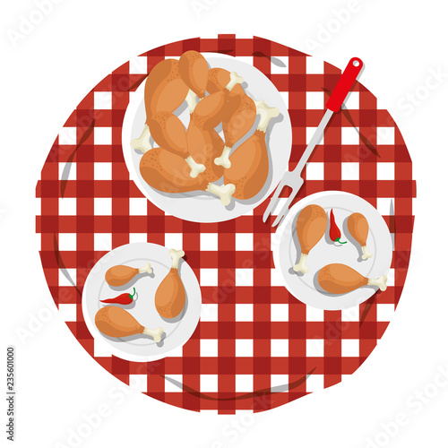 picnic table with delicious food 
