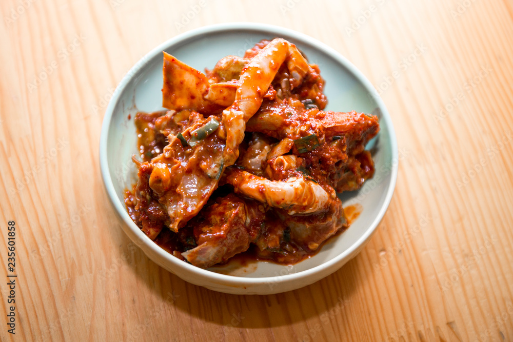 Spicy Marinated Crab Banchan, Korean Food Spicy Marinated Crab Banchan, Korean Food
