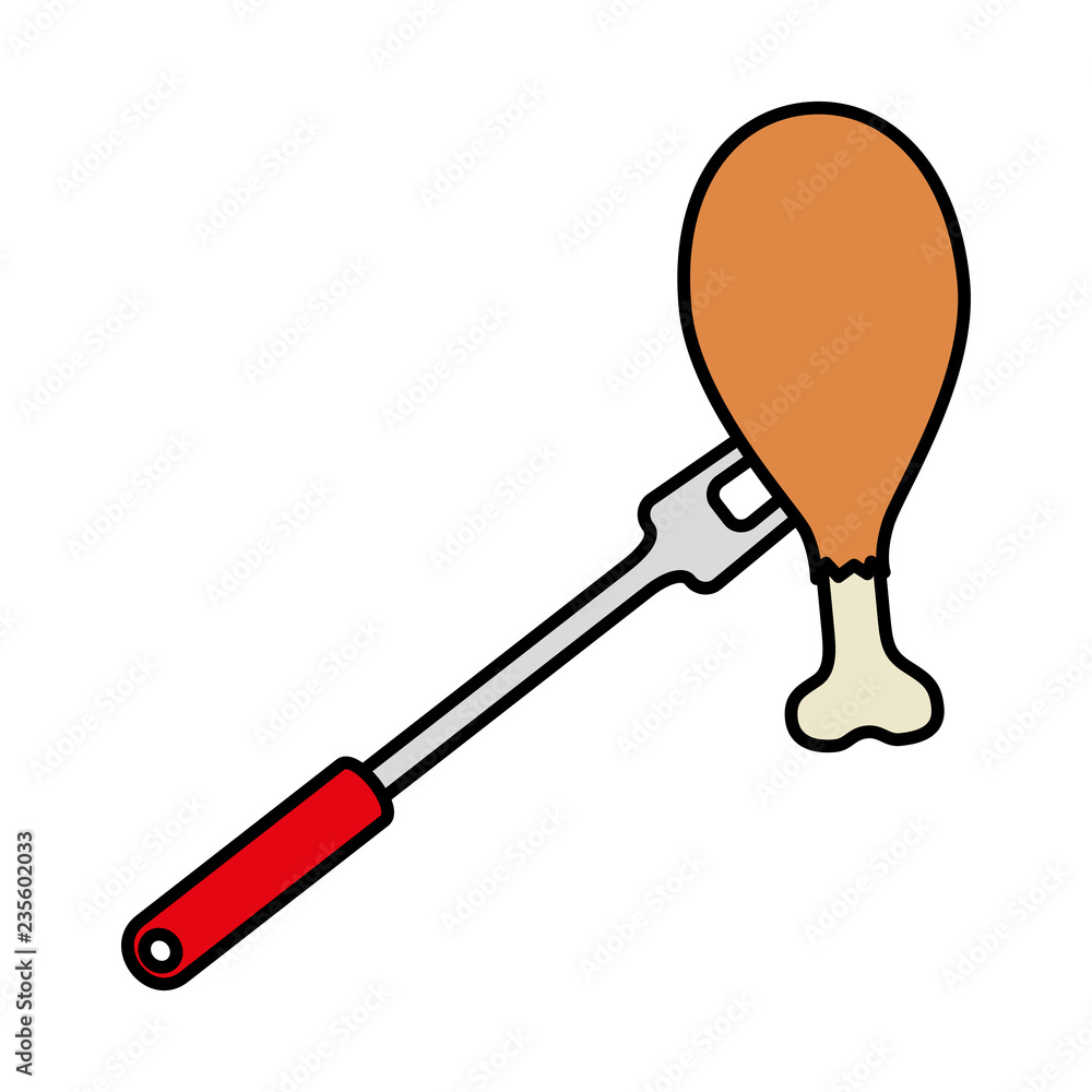 fork with chicken thigh fried fork with chicken thigh fried