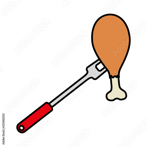 fork with chicken thigh fried