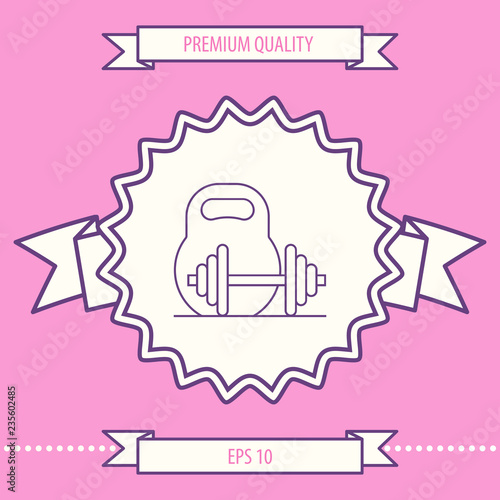 Kettlebell and barbell line icon. Graphic elements for your design