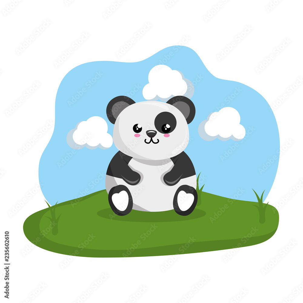 Fototapeta premium cute bear panda in the camp