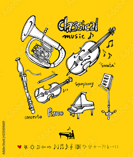 음악회 포스터 / 손으로 그린 음악 일러스트