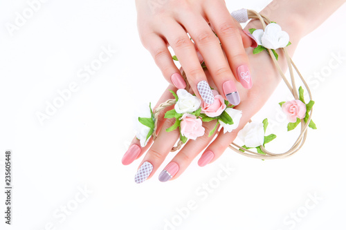 a woman's nail, designed with nail art