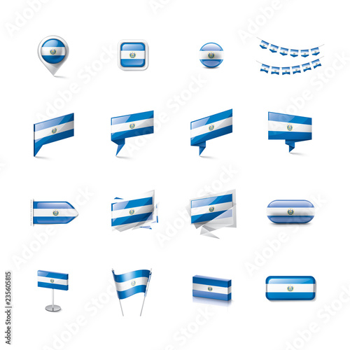 Salvador flag, vector illustration on a white background