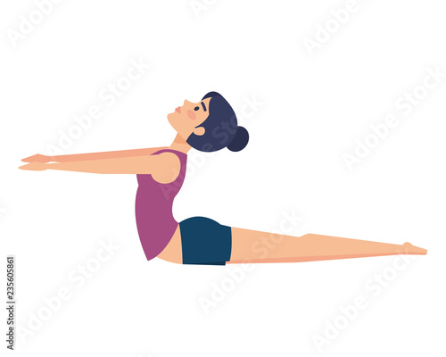 woman practicing yoga position