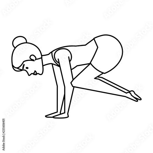 woman practicing yoga position