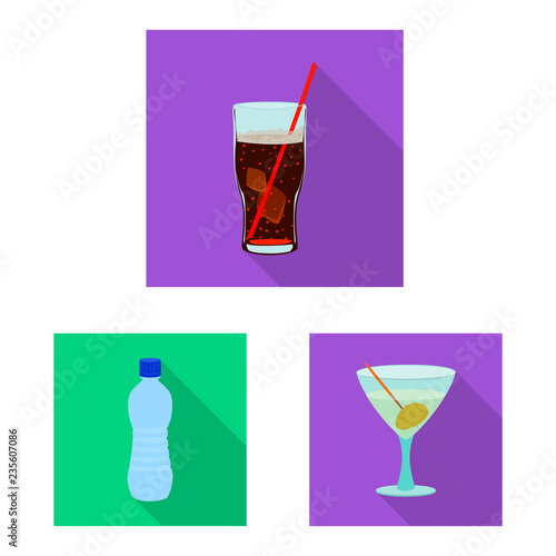 Vector design of drink and bar sign. Collection of drink and party vector icon for stock.