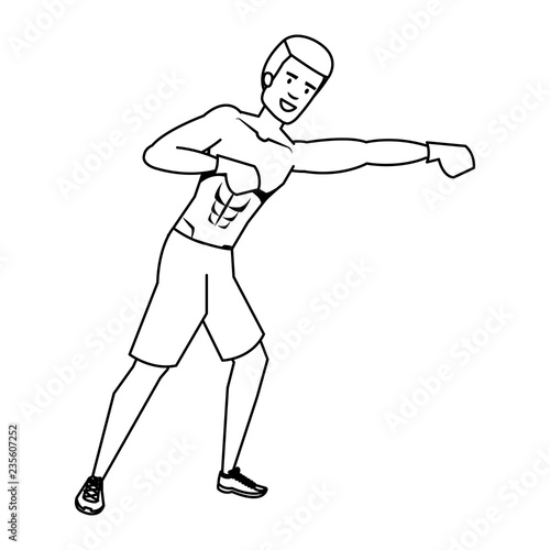 man practicing boxing character