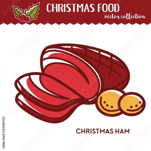 Christmas ham and potato, festive food and culinary