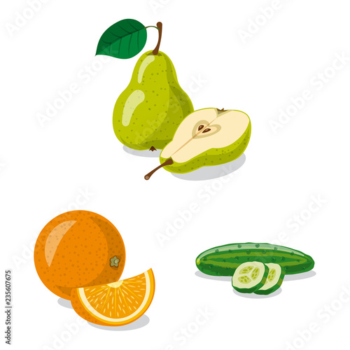 Isolated object of vegetable and fruit icon. Set of vegetable and vegetarian stock vector illustration.