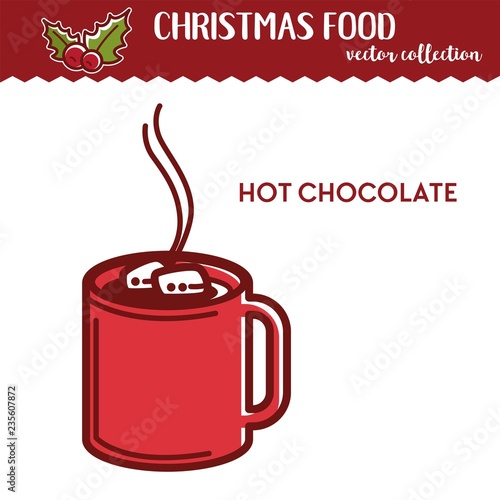 Christmas food and drink, hot chocolate with marshmallow