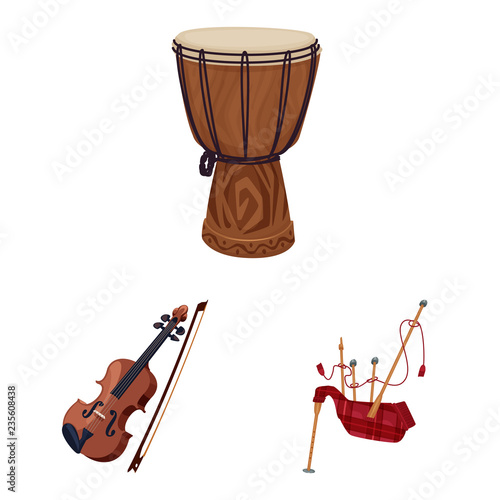 Vector illustration of music and tune sign. Set of music and tool vector icon for stock.