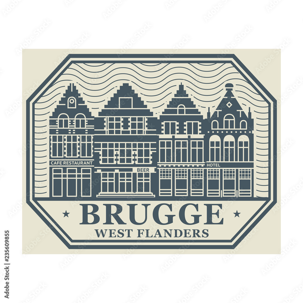 Fototapeta premium Brugge, West Flanders stamp