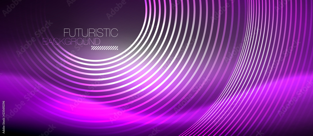 Neon circles abstract background, shiny lines Neon circles abstract background, shiny lines