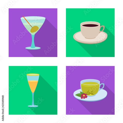 Vector illustration of drink and bar symbol. Collection of drink and party vector icon for stock.