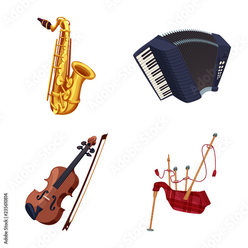 Isolated object of music and tune icon. Set of music and tool stock symbol for web.