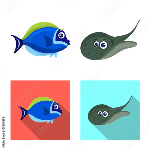 Vector illustration of sea and animal logo. Collection of sea and marine stock vector illustration.