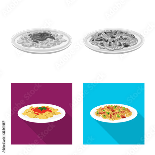 Isolated object of pasta and carbohydrate sign. Collection of pasta and macaroni stock symbol for web.