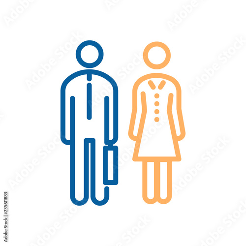 Vector trendy thin line icons. Male and female business people.