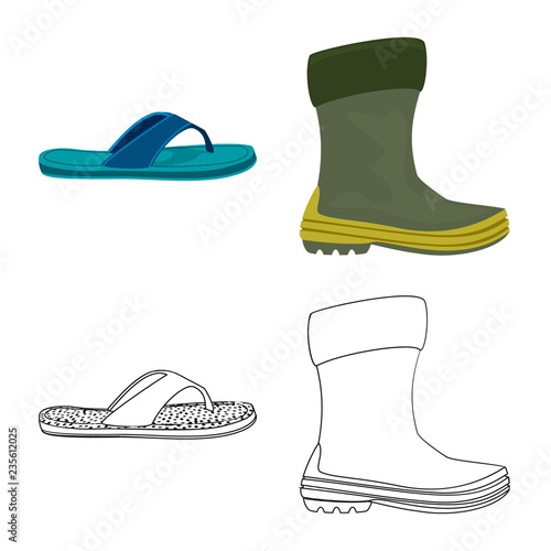 Vector design of shoe and footwear icon. Collection of shoe and foot stock vector illustration.
