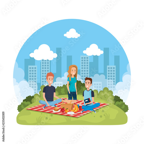 group of people in picnic party