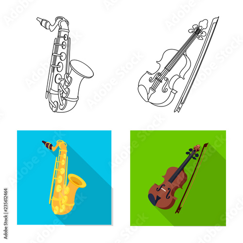 Vector illustration of music and tune icon. Set of music and tool stock vector illustration.