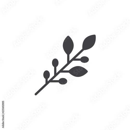 Olives branch vector icon. filled flat sign for mobile concept and web design. Hebrew olive simple solid icon. Jewish holiday symbol, logo illustration. Pixel perfect vector graphics