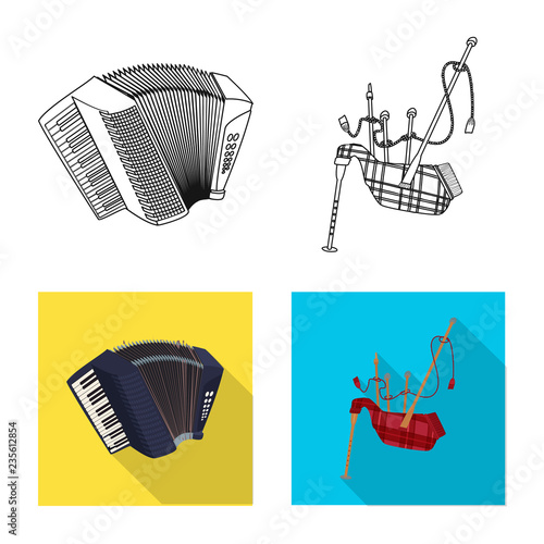 Isolated object of music and tune icon. Set of music and tool vector icon for stock.