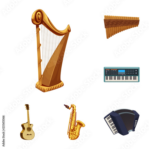 Vector design of music and tune sign. Set of music and tool stock vector illustration.