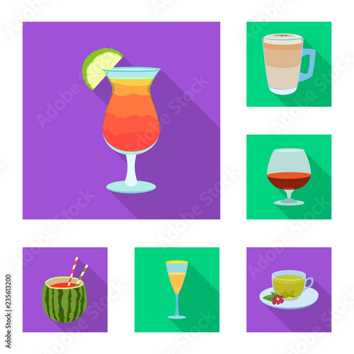 Vector illustration of drink and bar symbol. Collection of drink and party stock vector illustration.