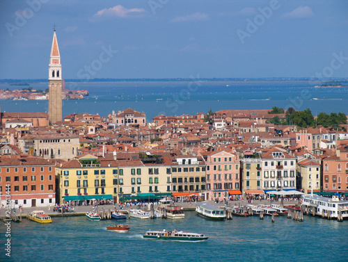 Broad cityscape view of Venice, Italy and the 