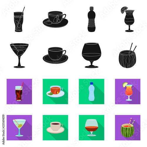 Vector design of drink and bar logo. Set of drink and party stock symbol for web.