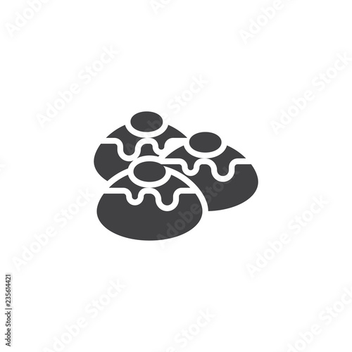 Fototapeta Naklejka Na Ścianę i Meble -  Hanukkah sufganiyot vector icon. filled flat sign for mobile concept and web design. Jewish donuts simple solid icon. Symbol, logo illustration. Pixel perfect vector graphics