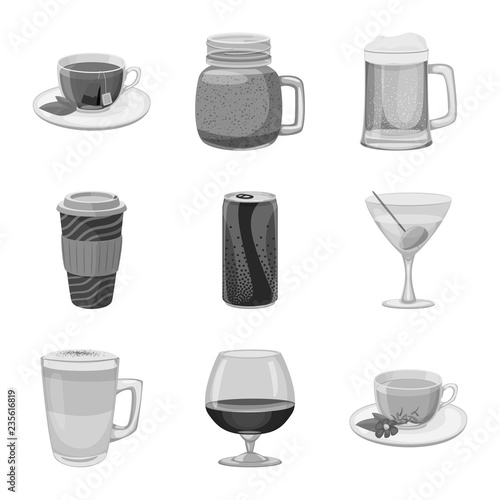 Isolated object of drink and bar sign. Collection of drink and party stock symbol for web.