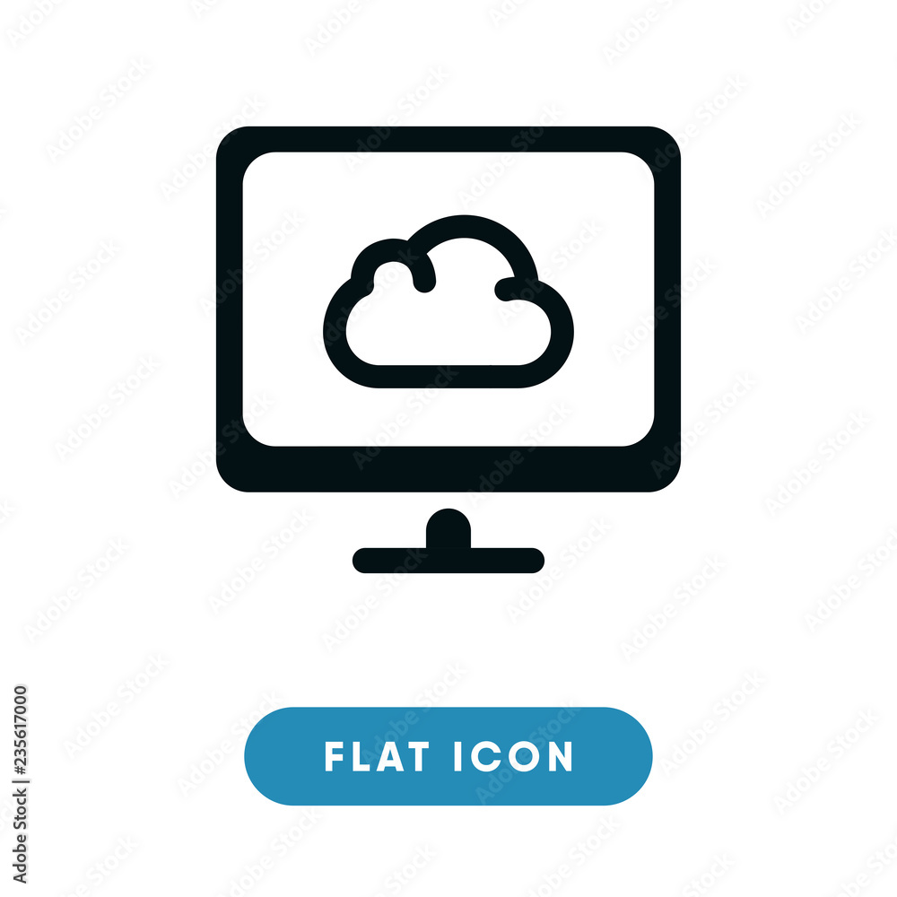 Cloud on a screen vector icon Cloud on a screen vector icon