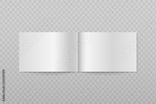 Blank open horizontal brochure. White booklet or magazine pages 3d vector isolated mockup. Page sheet booklet, leaflet catalog, notepad and journal illustration
