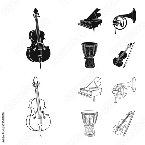 Vector illustration of music and tune symbol. Set of music and tool vector icon for stock.