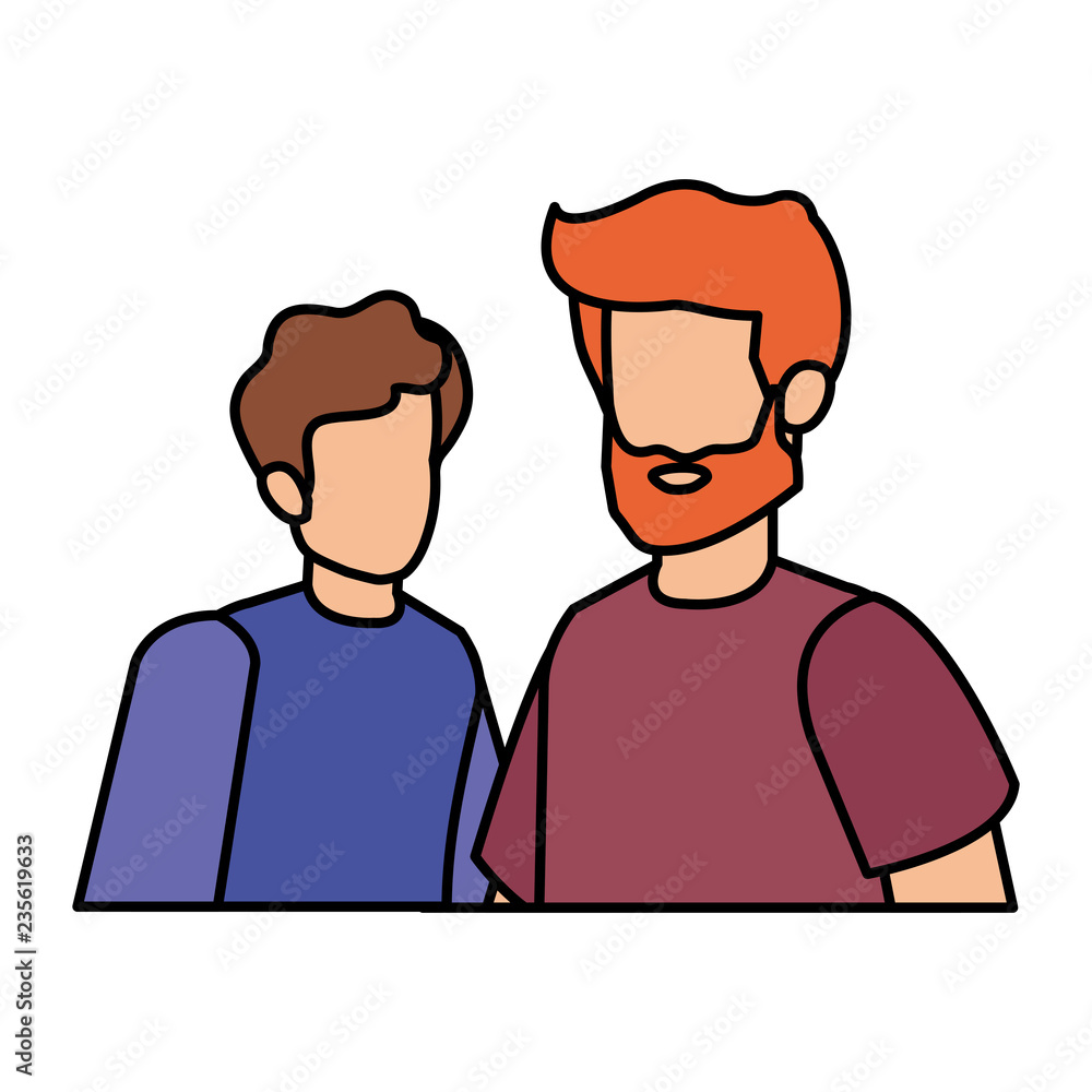 young and casual couple men characters young and casual couple men characters