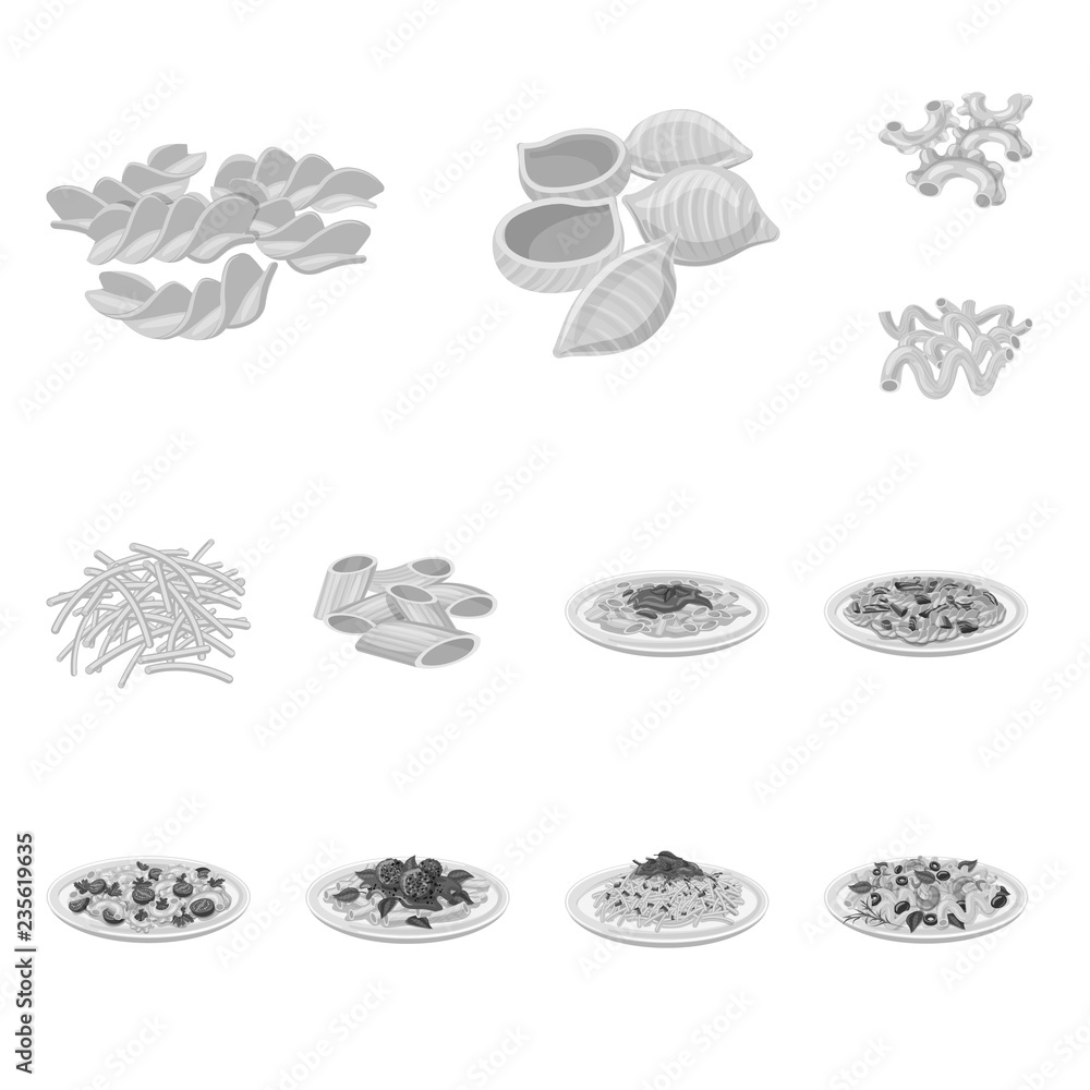 Vector illustration of pasta and carbohydrate icon. Set of pasta and macaroni vector icon for stock. Vector illustration of pasta and carbohydrate icon. Set of pasta and macaroni vector icon for stock.