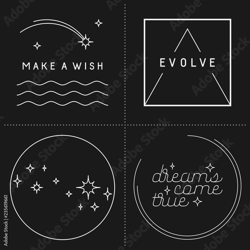 Set of inspirational quote designs in linear style